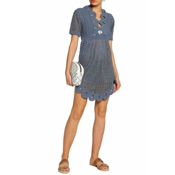 NWT Alice McCall Everybody Knows Knit Blue Midi Dress Crochet 6 - Picture 1 of 6